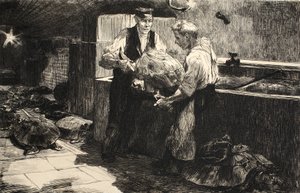 「La Rue a Londres」のイラスト、パブ。 G. Charpentier et Cie、1884年 作： Auguste Andre Lancon